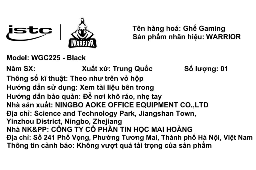 Ghế Gaming WARRIOR lmmortal Series WGC225 Màu Đen