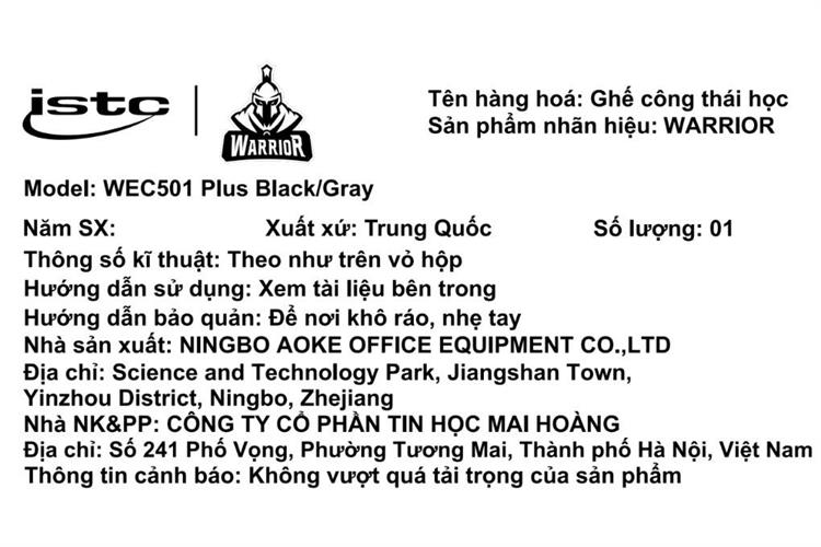 Ghế Công Thái Học Ergonomic WARRIOR Hero series WEC501 Plus Đen Xám Màu Xám