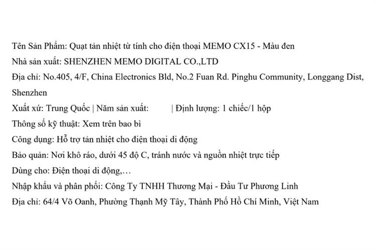 Quạt tản nhiệt điện thoại MEMO CX15 13W Màu Đen