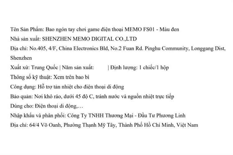 Bao tay chơi game MEMO FS01 Màu Đen