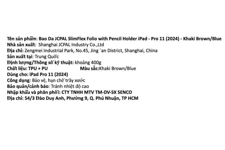 Bao da iPad Pro 11 M4/M5 Nhựa TPU Da PU JCPAL SlimFlex Folio Màu Nâu