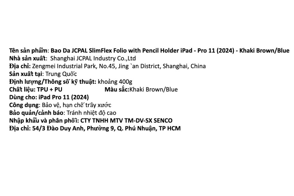 Bao da iPad Pro 11 M4/M5 11 inch Nhựa TPU Da PU JCPAL SlimFlex Folio Màu Nâu