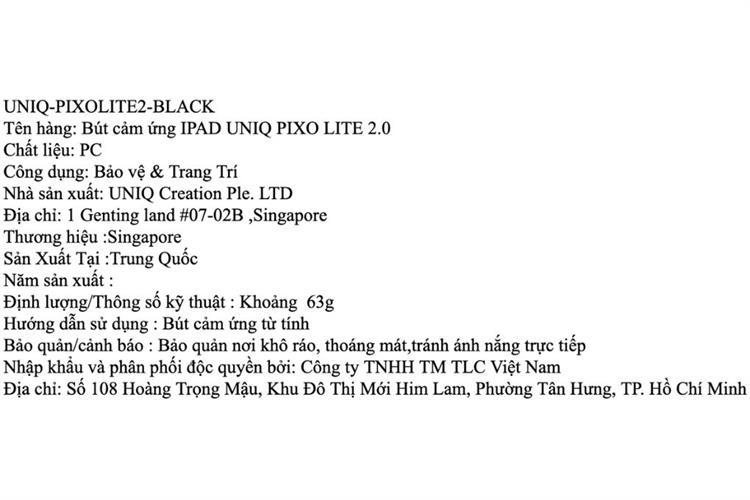 Bút cảm ứng PAD UNIQ PIXO LITE 2.0 Màu Đen