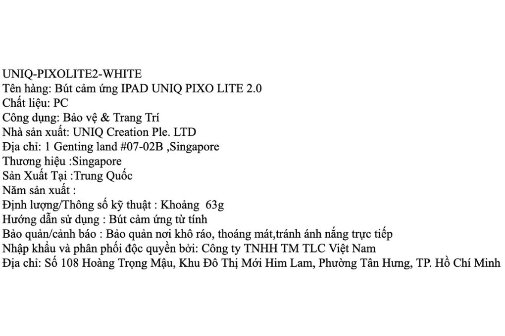 Bút cảm ứng PAD UNIQ PIXO LITE 2.0 Màu Trắng