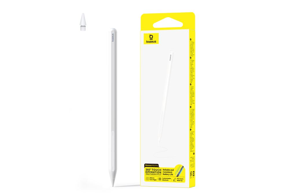 Bút cảm ứng Baseus Smooth Writing PS3 Pro 360° Touch Operation Wired Charging Stylus Moon White BS-PS054 Màu Trắng