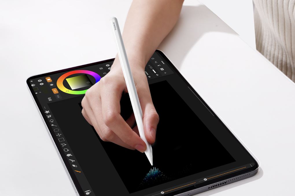 Bút cảm ứng Baseus Smooth Writing PS3 Pro 360° Touch Operation Wired Charging Stylus Moon White BS-PS054 Màu Trắng