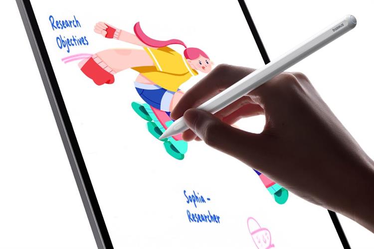 Bút cảm ứng Baseus Smooth Writing PS3 Pro 360° Touch Operation Wired Charging Stylus Moon White BS-PS054 Màu Trắng