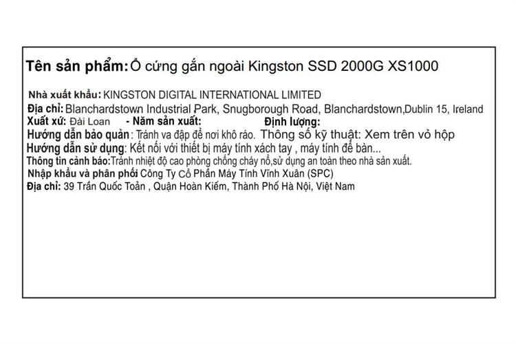 Ổ cứng SSD 2TB Kingston Portable Màu Đỏ