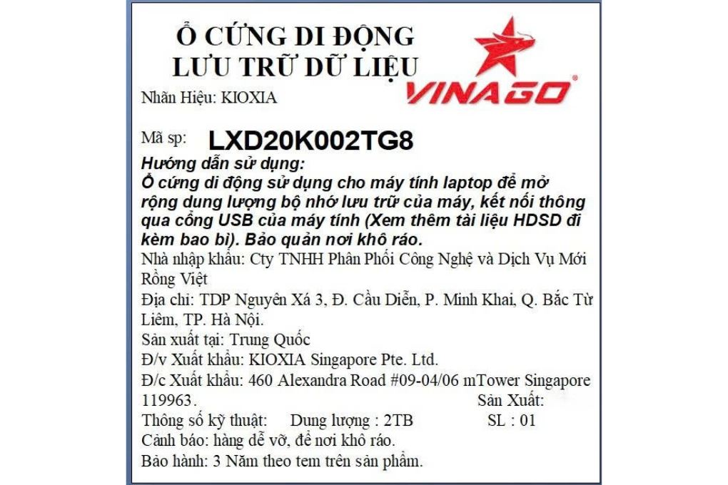 Ổ cứng SSD 2TB Kioxia Exceria Plus G2 Portable LXD20K002TG8 Màu Đen