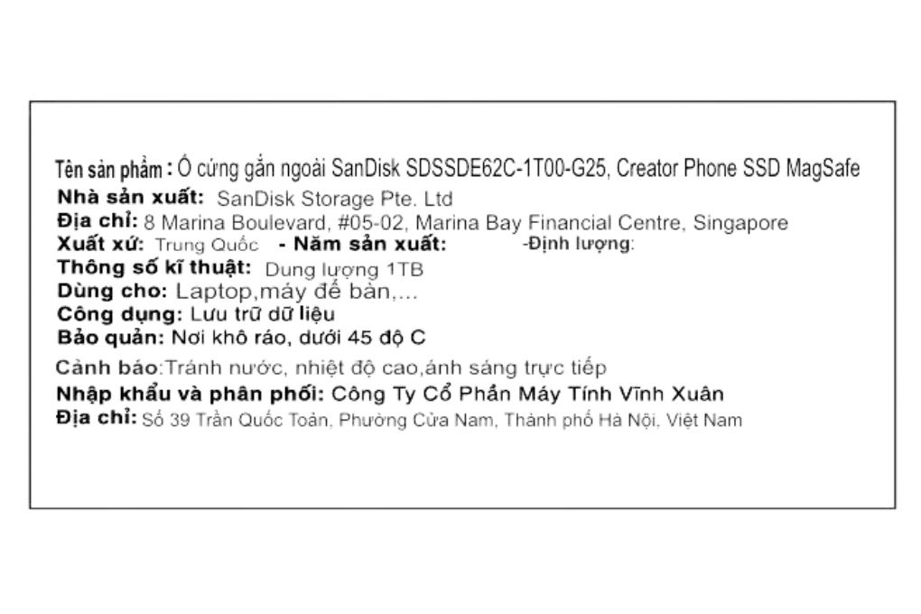 Ổ cứng SSD 1TB Sandisk Creator Phone Magsafe Portable SDSSDE62C Màu Xanh Dương