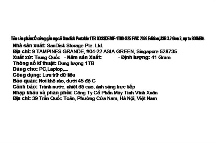 Ổ cứng SSD 1TB Sandisk Portable SDSSDE30F FIFA World Cup 2026 Edition Màu Màu kết hợp