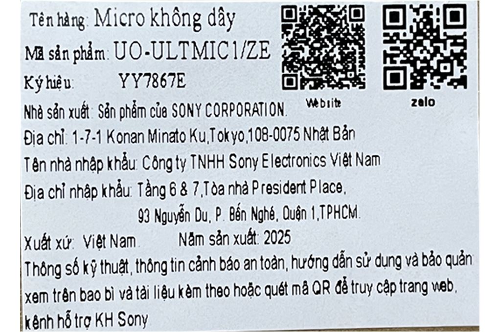 Micro không dây Sony ULTMIC1 Màu Đen