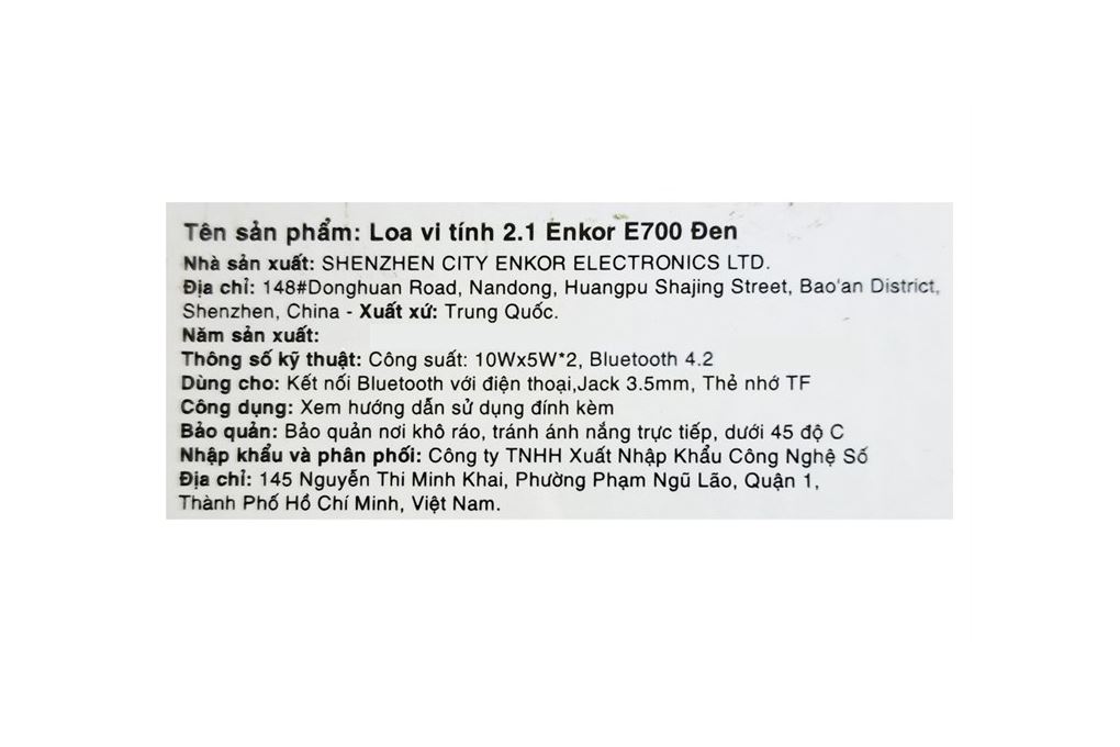 Loa vi tính Bluetooth Enkor E700 Đen Màu Đen
