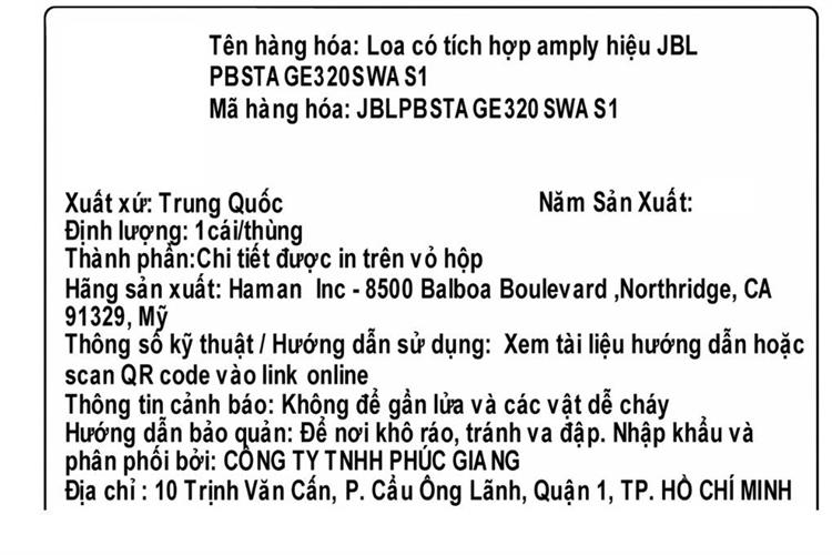 Loa Bluetooth JBL Partybox 320 Màu Trắng Ghi