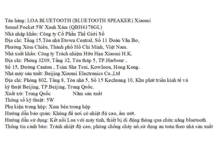 Loa Bluetooth Xiaomi Sound Pocket Màu Xanh Dương - Xám