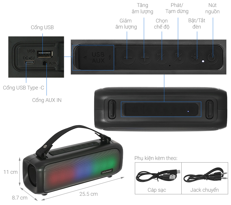 Loa Bluetooth Sounarc P3 Portable Speaker