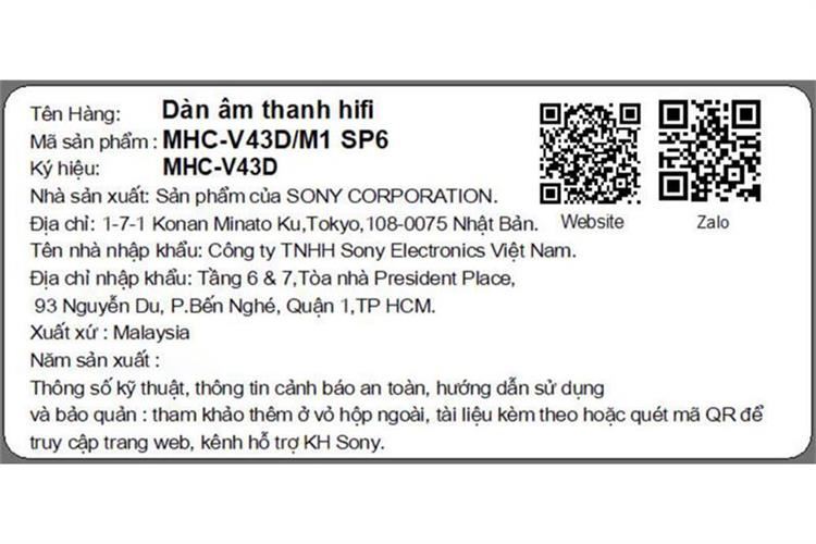 Loa Bluetooth Sony Hifi MHC-V43D Màu Đen