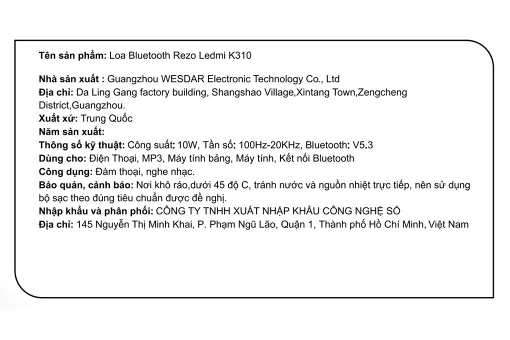 Loa Bluetooth Rezo Ledmi K310 Màu Xanh Dương