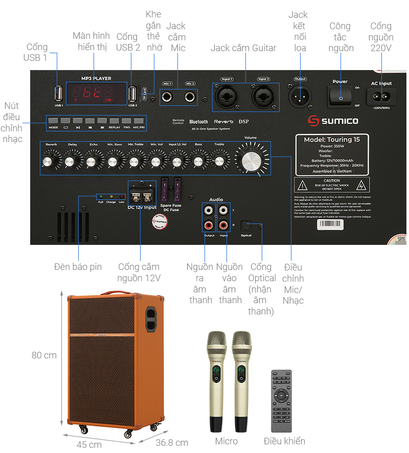 Loa kéo Sumico Touring 15 350W