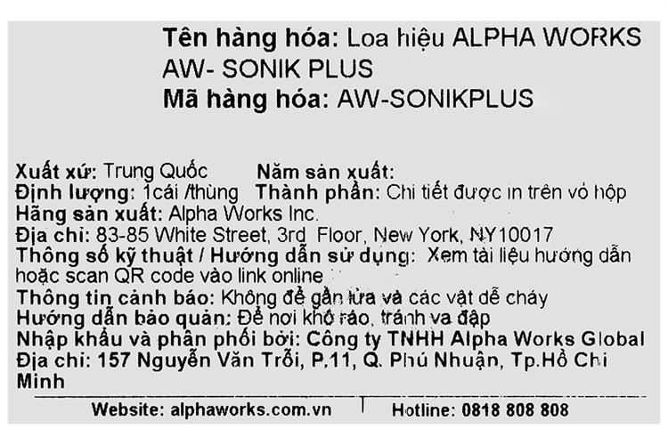 Loa Bluetooth Alpha Works AW- SONIK Plus Màu Xanh Dương