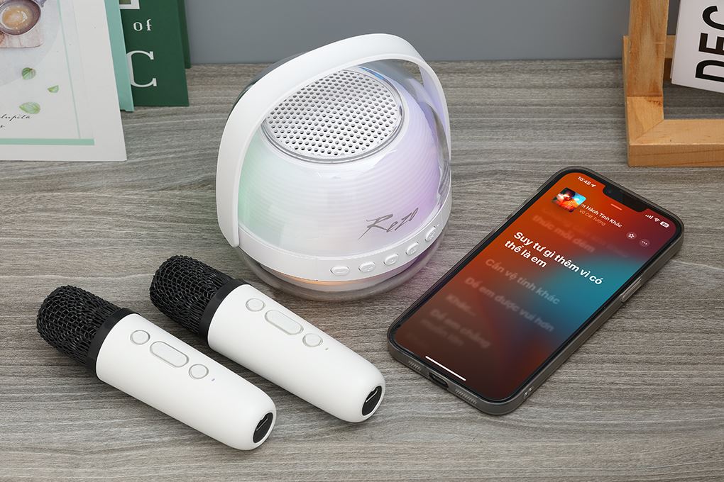 Loa Bluetooth Rezo K1 2 Mic Màu Trắng