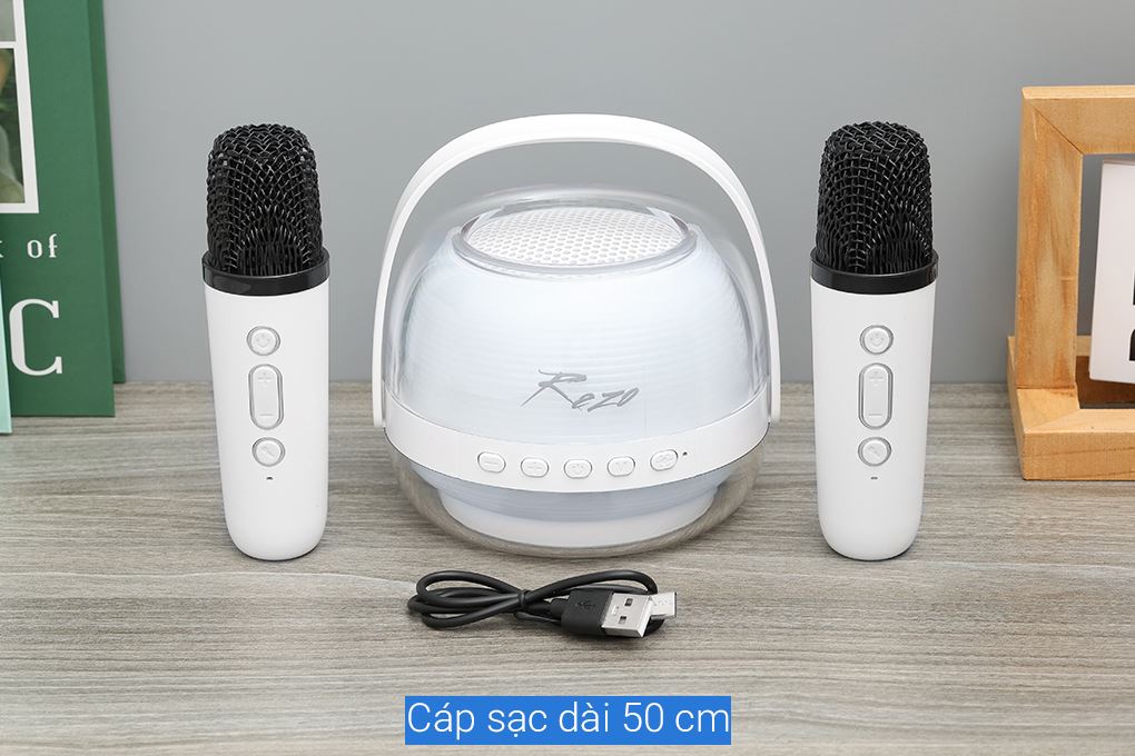 Loa Bluetooth Rezo K1 2 Mic Màu Trắng