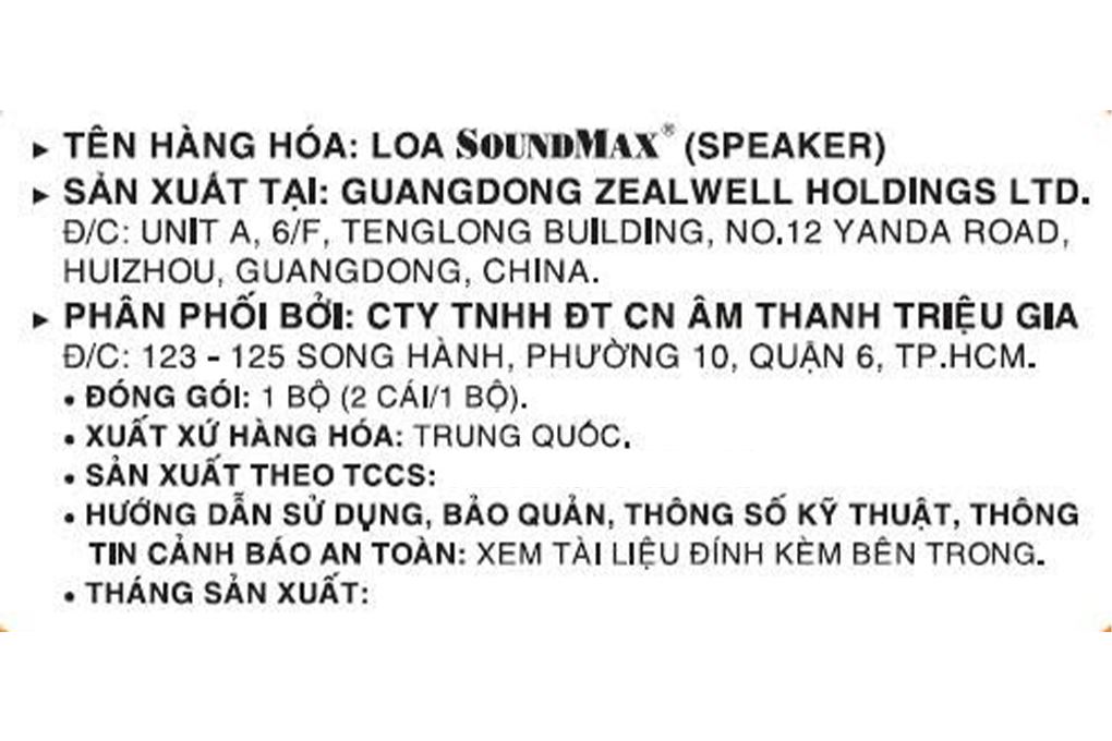 Loa vi tính Bluetooth SoundMax A180 Màu Đen