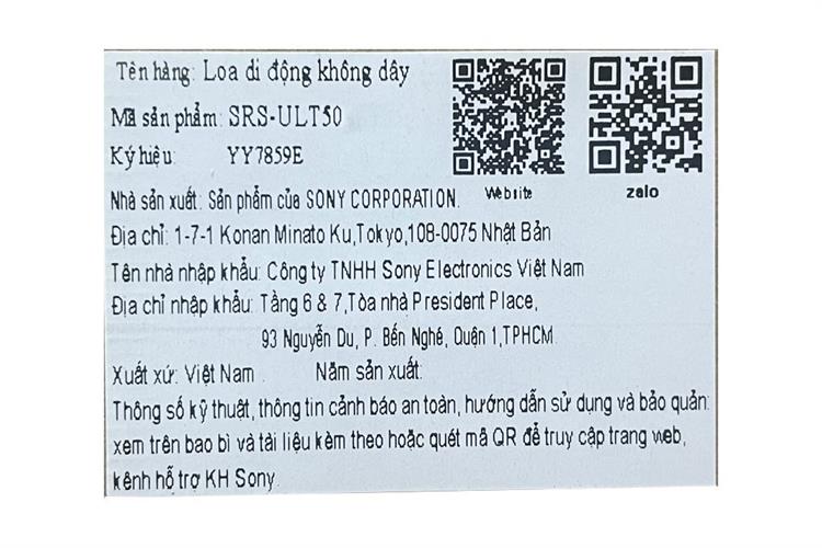 Loa Bluetooth Sony SRS-ULT50 Màu Trắng Ghi