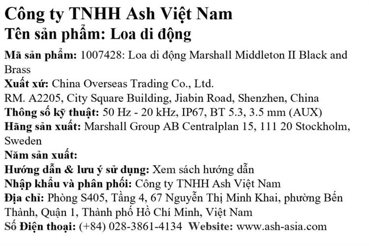Loa Bluetooth Marshall Middleton II Màu Đen