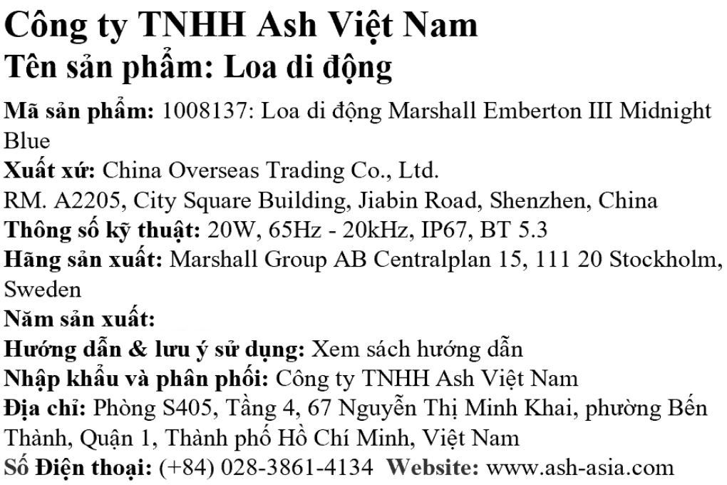 Loa Bluetooth Marshall Emberton III Xanh Bóng Đêm - 6
