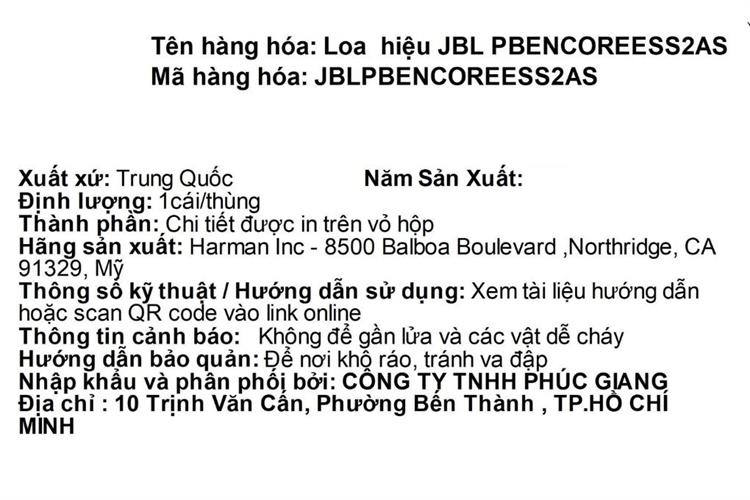 Loa Bluetooth JBL PBENCOREESS2AS Màu Đen