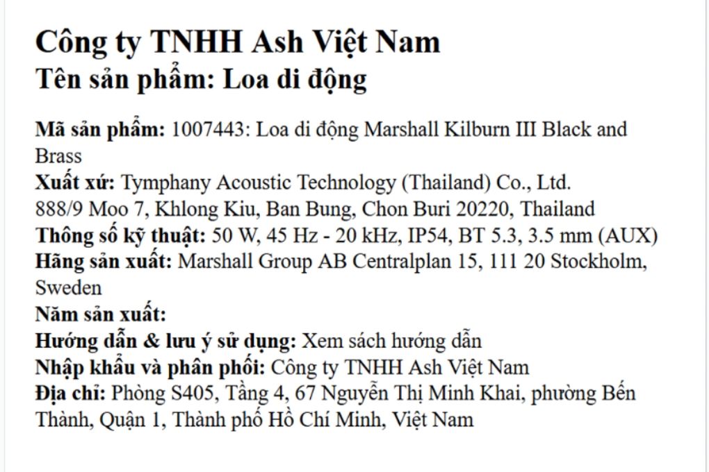 Loa Bluetooth Marshall Kilburn III Màu Đen