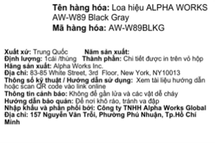 Loa Bluetooth Alpha Works AW-W89 Màu Đen - Xám