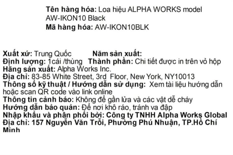 Loa Bluetooth Alpha Works AW-IKON10 Màu Đen
