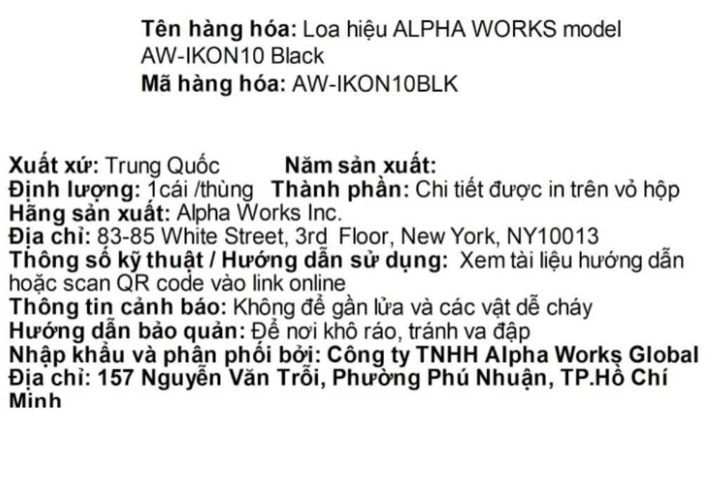 Loa Bluetooth Alpha Works AW-IKON10 Màu Đen