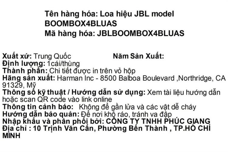 Loa Bluetooth JBL Boombox 4 Màu Xanh Dương