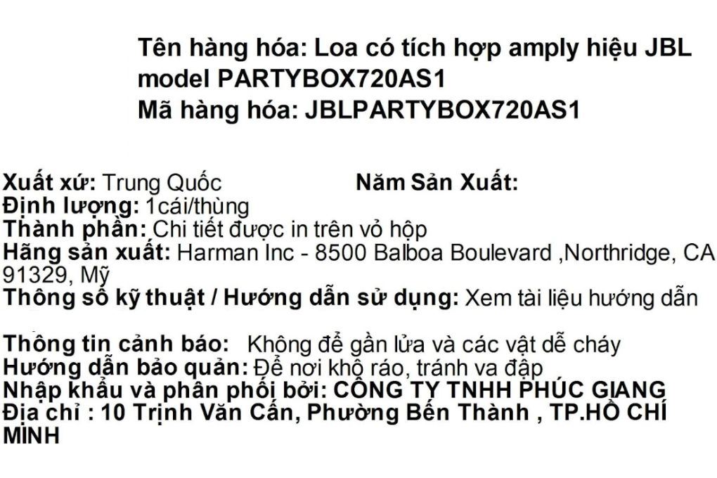 Loa Bluetooth JBL Partybox 720 Màu Đen