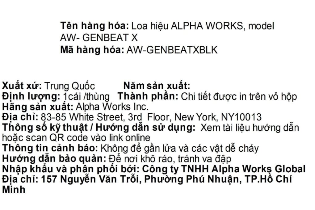 Loa Bluetooth Alpha Works AW-GENBEATX Màu Đen