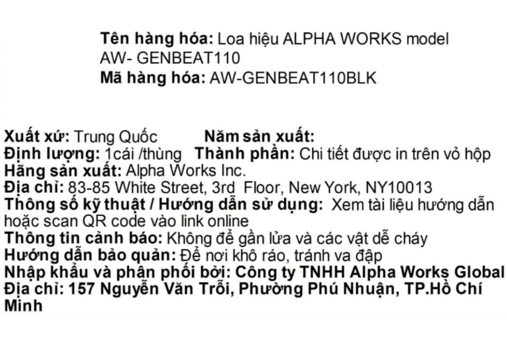 Loa Bluetooth Alpha Works AW-GENBEAT 110 Màu Đen