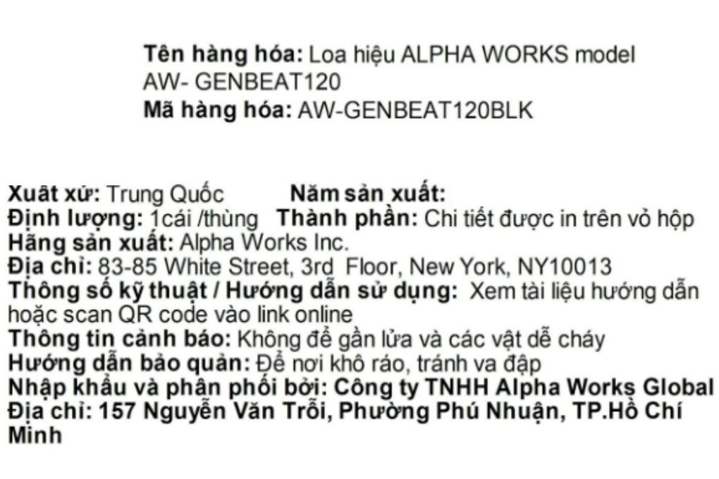 Loa Bluetooth Alpha Works AW-GENBEAT 120 Màu Đen