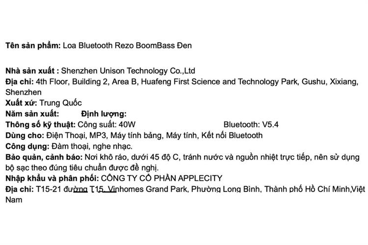 Loa Bluetooth Rezo BoomBass Màu Đen