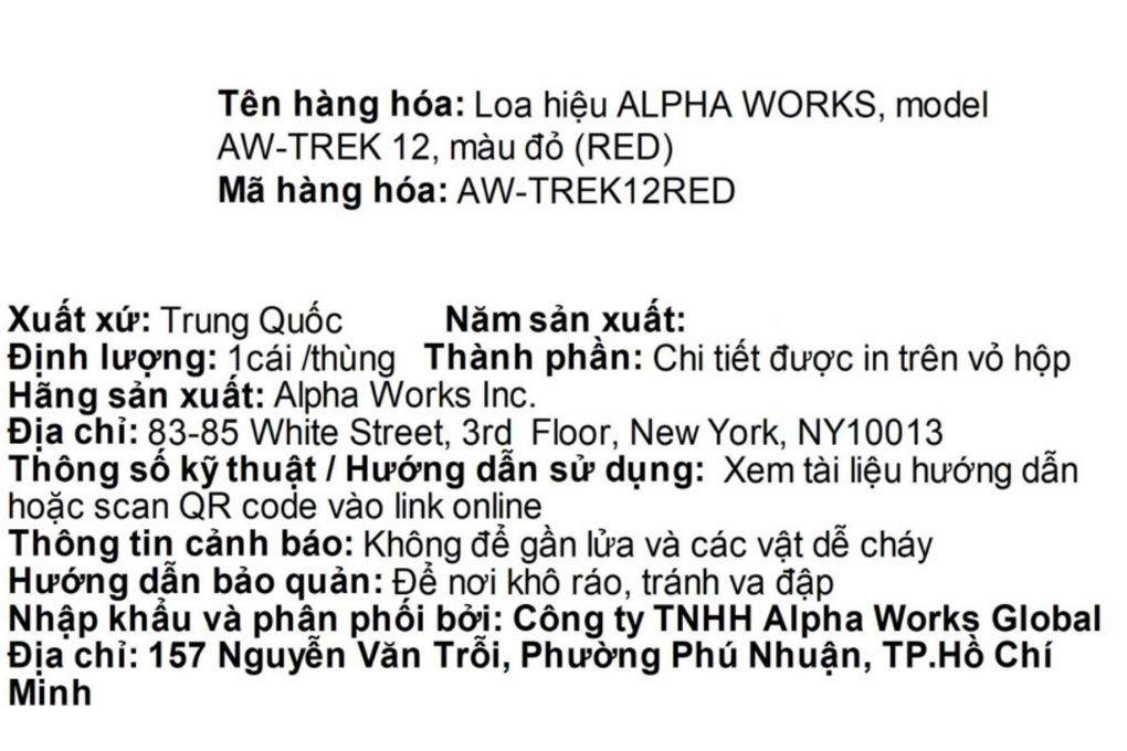 Loa Bluetooth Alpha Works AW-TREK 12 Màu Đỏ