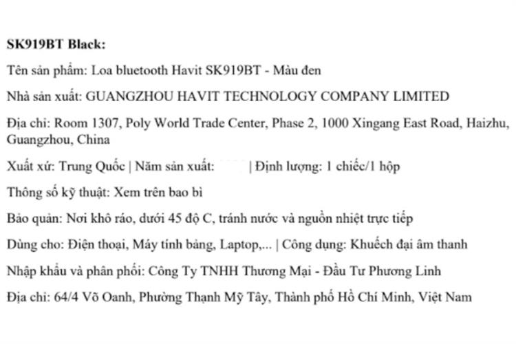 Loa Bluetooth Havit SK919BT Màu Đen