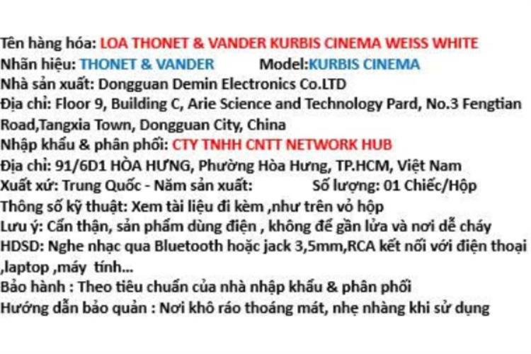 Loa vi tính Bluetooth kiểm âm Thonet & Vander Kurbis Cinema Màu Trắng