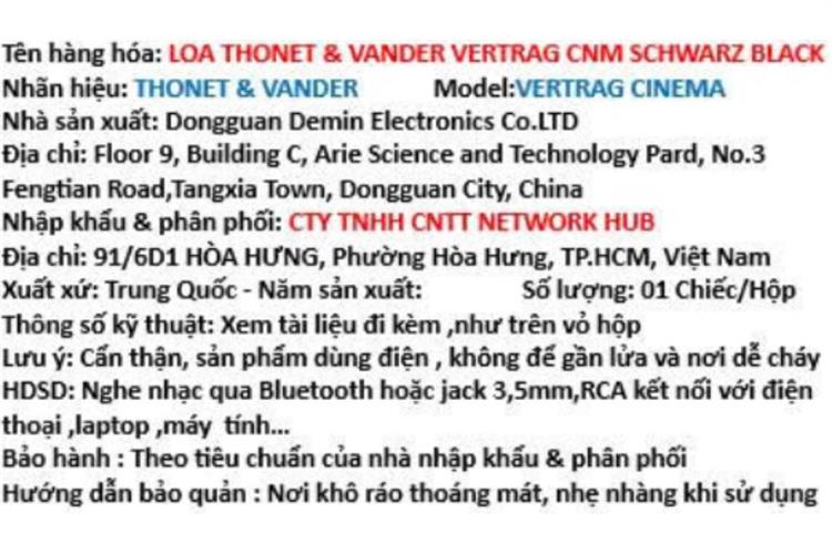 Loa vi tính Bluetooth Thonet & Vander Vertrag Cinema Màu Đen
