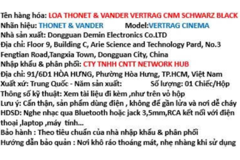 Loa vi tính Bluetooth kiểm âm Thonet & Vander Vertrag Cinema Màu Đen