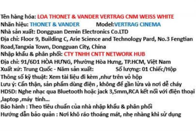 Loa vi tính Bluetooth kiểm âm Thonet & Vander Vertrag Cinema Màu Trắng