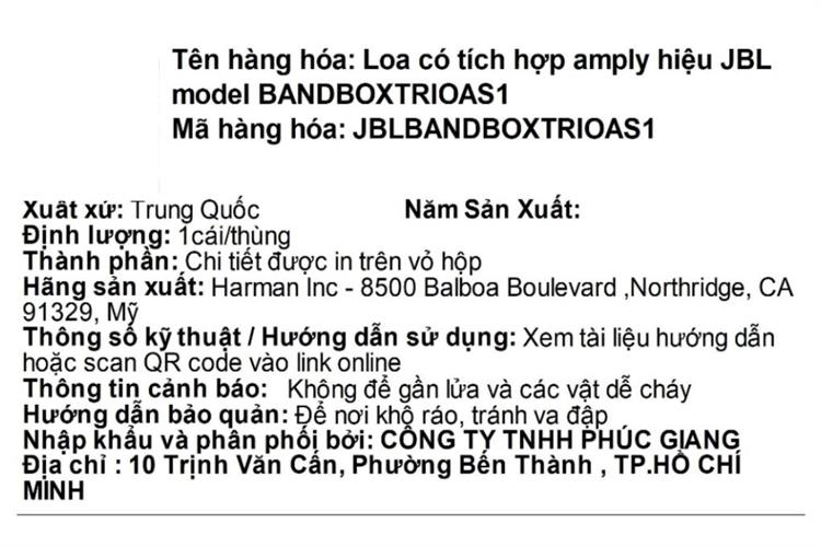 Loa Bluetooth JBL BANDBOX TRIO Màu Đen