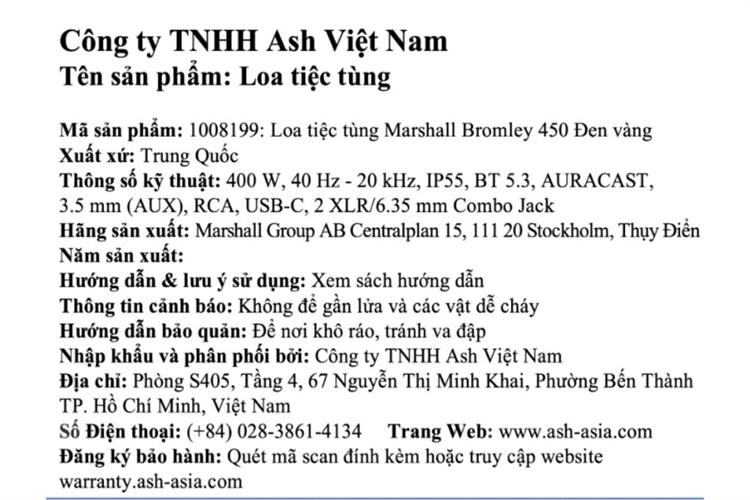 Loa Bluetooth Marshall Bromley 450 Màu Đen