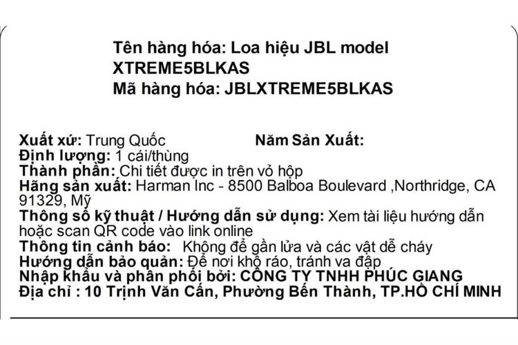 Loa Bluetooth JBL Xtreme 5 Màu Đen